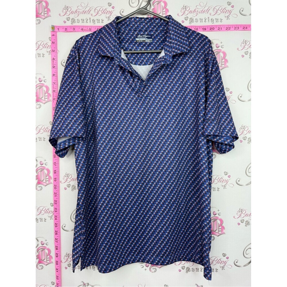 Hogan Men’s Navy Polo with Red Accent Micro-Print